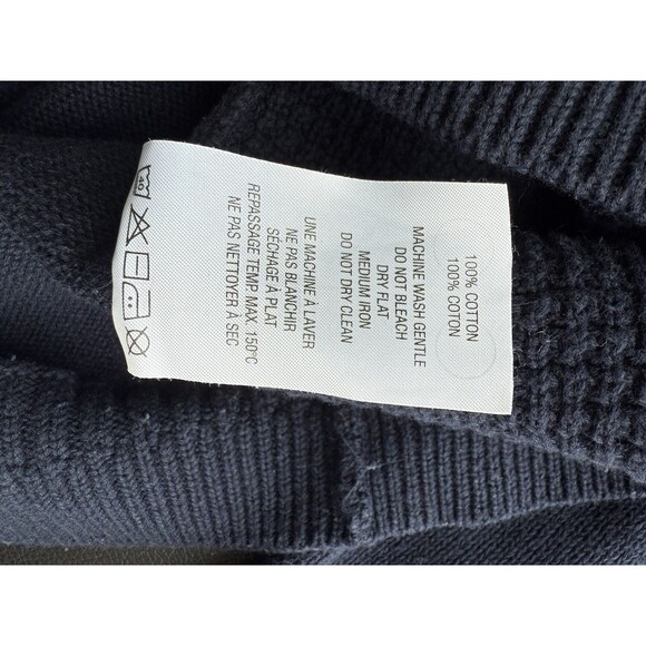 Ben Sherman Quarter-Zip Oversized Sweater Knit Ribbed Long Sleeve Navy Men's L - Picture 4 of 7